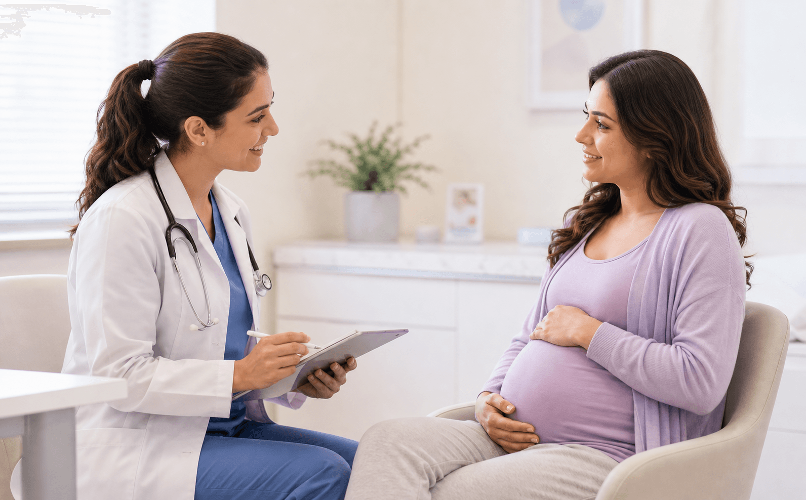 Doctor speaking with an expecting mother