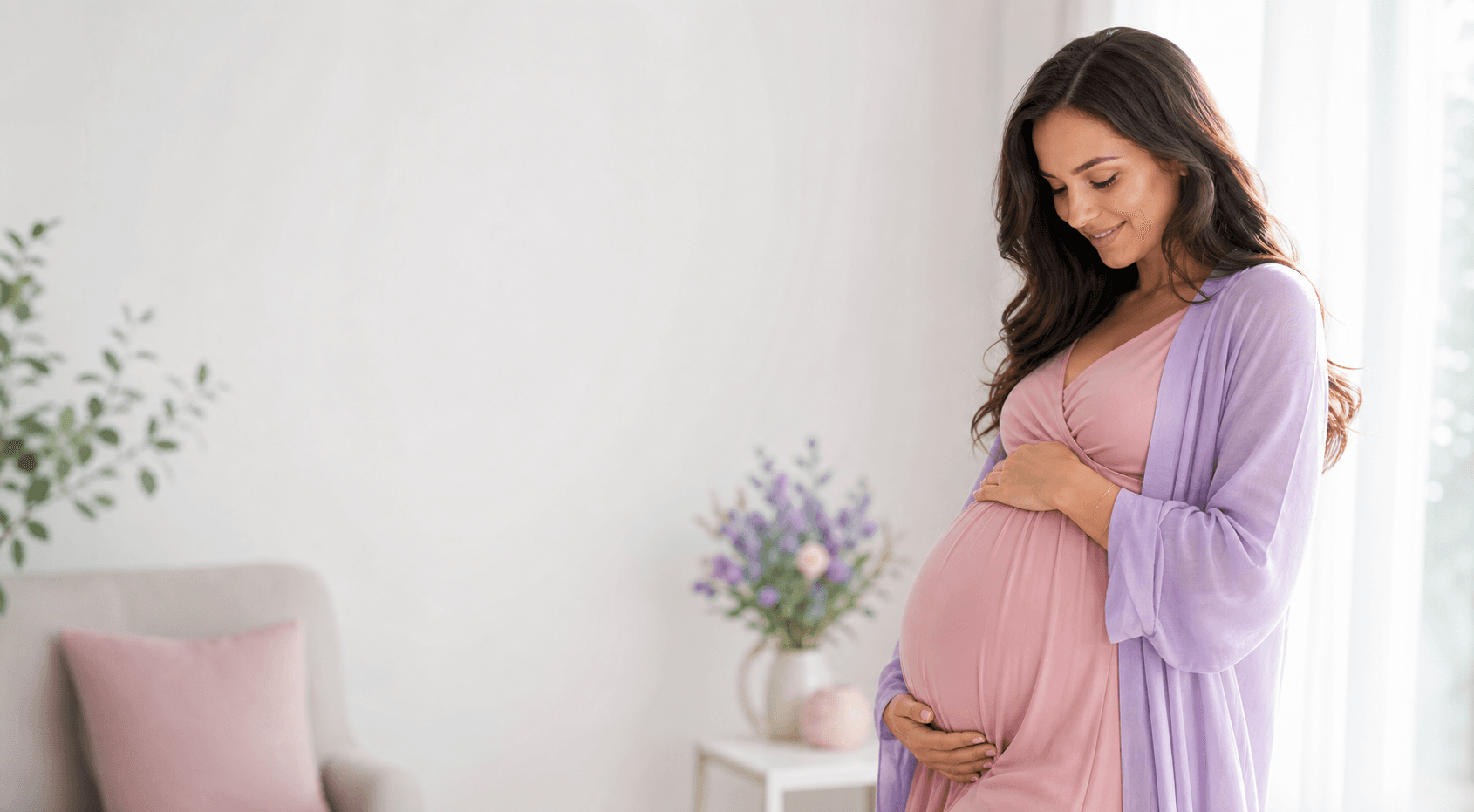 Expecting mother holding her belly